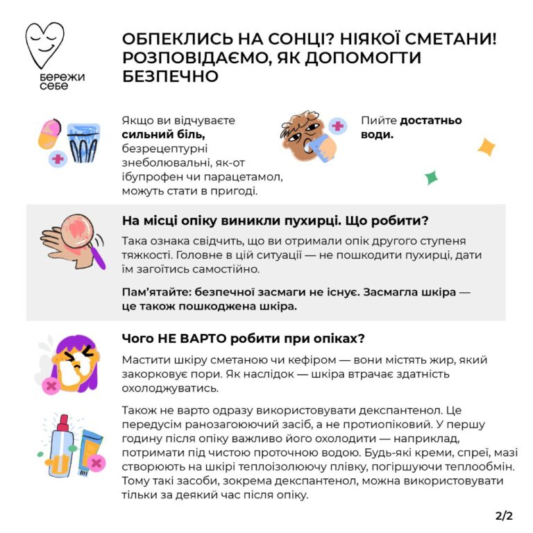 Небезпека — сонячні опіки