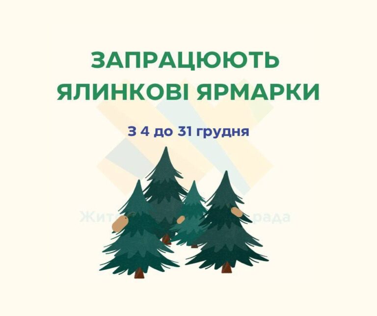 З 4 грудня у Житомирі запрацюють ялинкові ярмарки