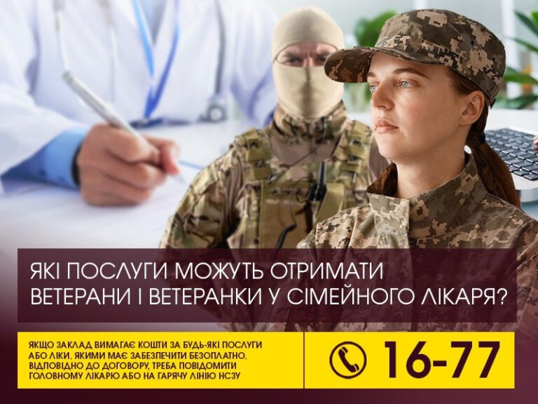 Які послуги можуть отримати ветерани і ветеранки у сімейного лікаря?