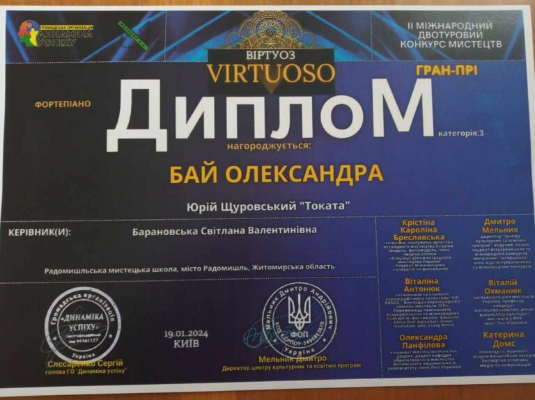 Вітаємо переможців ІІ Міжнародного двотурового конкурсу мистецтв «ВІРТУОЗ»