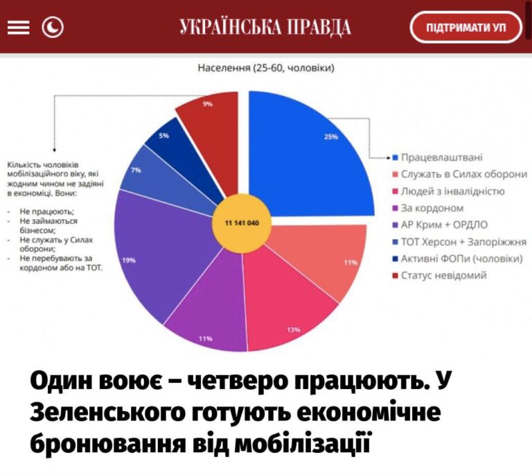 В Україні 950 тисяч чоловіків не працюють, не платять податки та не служать в армії