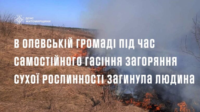 Під час гасіння сухої рослинності загинула людина
