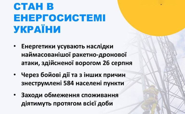 Увага! Інформація про відключення 29 серпня