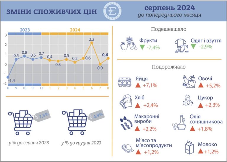 Як зростають ціни: інфляція з початку року прискорилася до 4,9%
