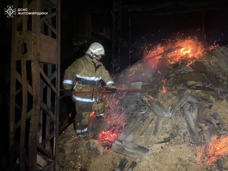 Сьогодні під ранок рятувальники залучалися на гасіння пожежі у селищі Романів Житомирського району