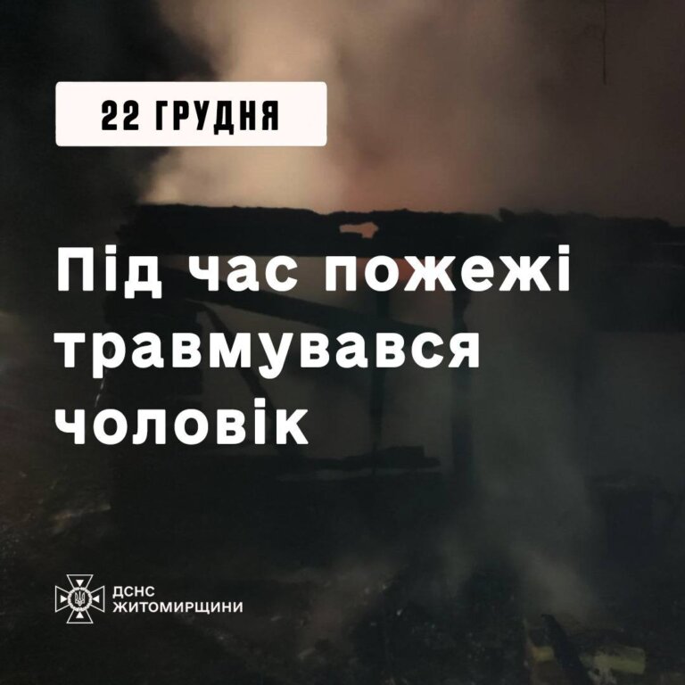 Під час пожежі в житловому будинку травмувався чоловік