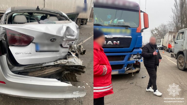 На одній із вулиць Житомира ДТП за участю трьох авто, внаслідок чого рух транспорту частково ускладнений