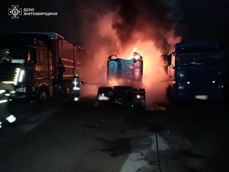 Два відділення вогнеборців ліквідували загоряння вантажного автомобіля MAN