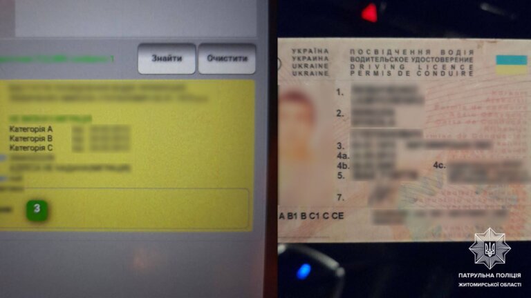 Посвідчення водія з ознаками підробки та документи на вантаж не відповідають фактичним розмірам деревини