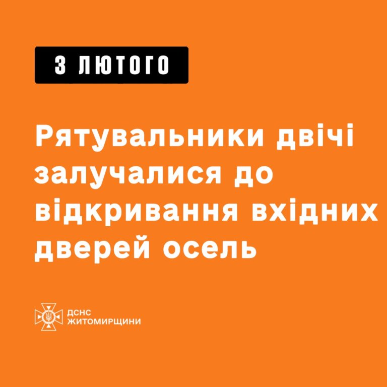 Учора рятувальники два рази залучалися до відкривання вхідних дверей осель