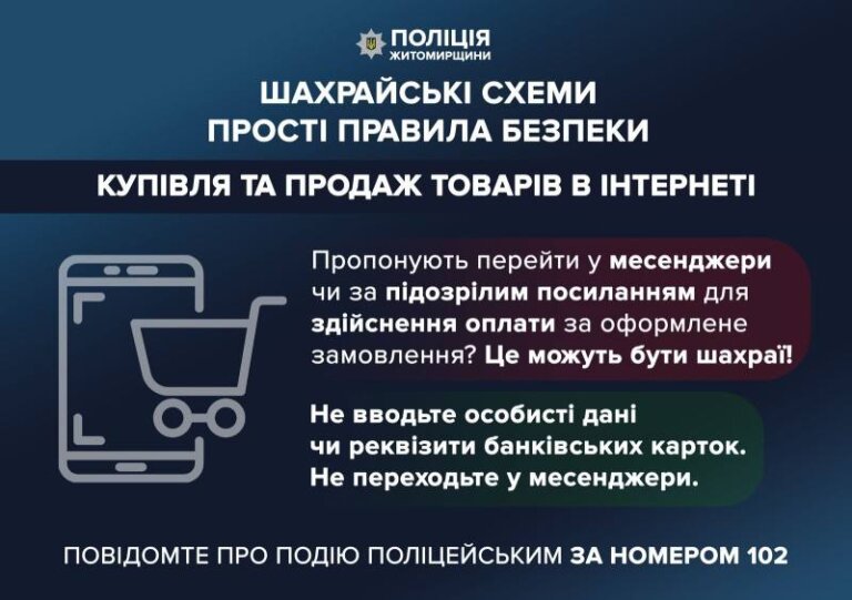 Житомирські поліцейські застерігають від необачних операцій купівлі-продажу в інтернет-мережі