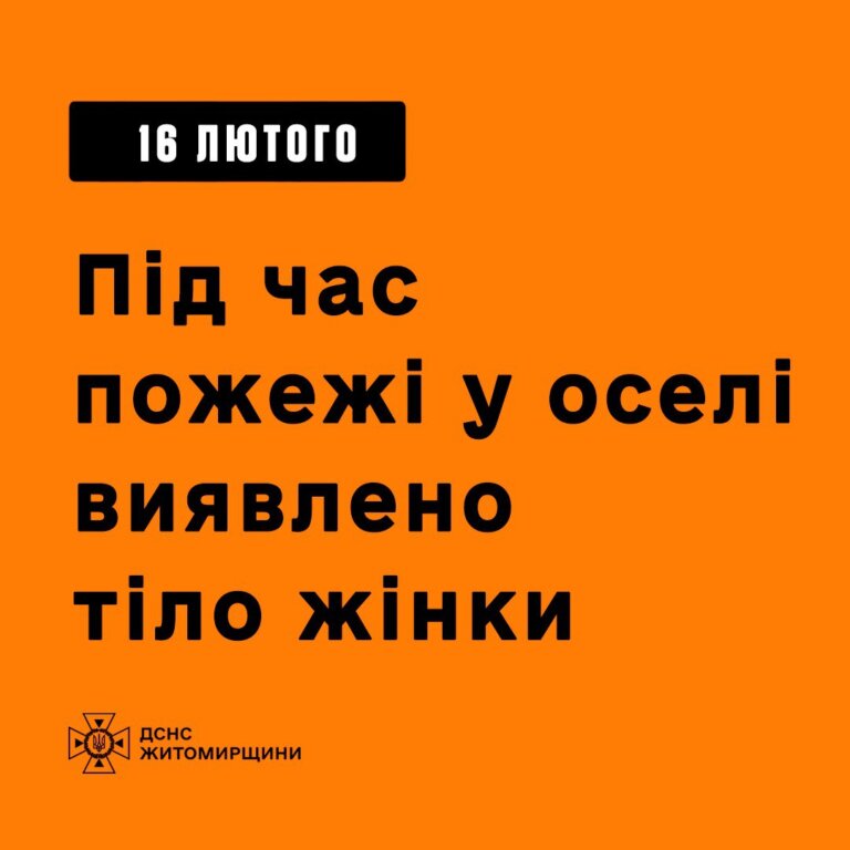 У Звягельському районі під час гасіння пожежі в приватній оселі виявлено тіло жінки