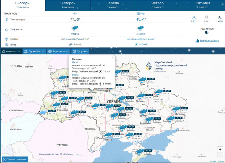 3-го лютого, по всій території України пройде сніг, а в західних регіонах температура сягатиме -5°