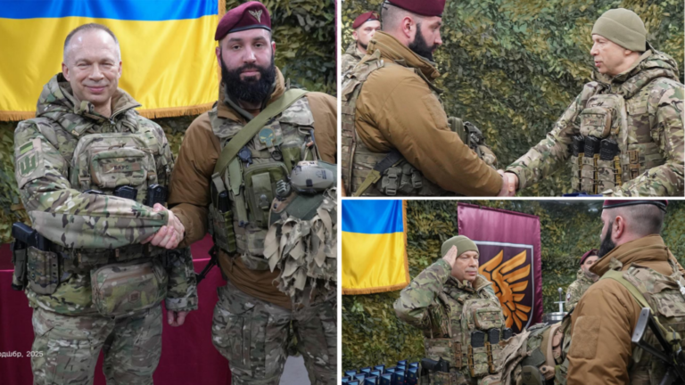 Олександр Сирський нагородив нагрудним знаком “Срібний хрест” командира одної з самохідних артбатарей молодшого лейтенанта Артура