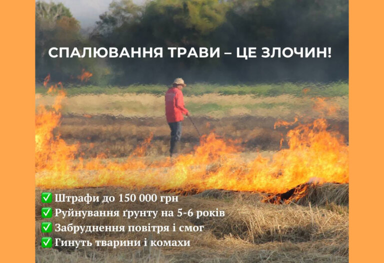 Відділ екології та природних ресурсів міської ради нагадує, що спалювання сухої трави є незаконним