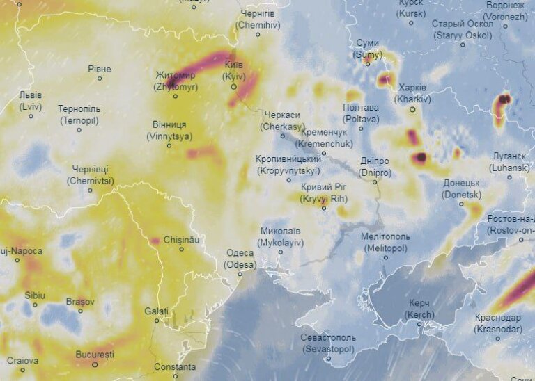 Україну накрила брудна хмара. Найгірша обстановка прогнозується на Житомирщині