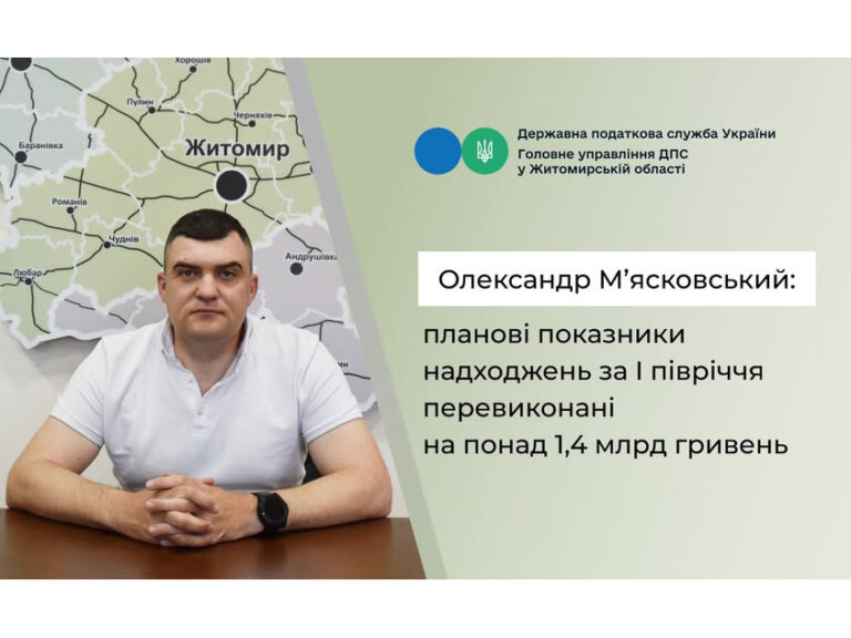 Олександр М`ясковський: планові показники надходжень за перше півріччя перевиконані на понад 1,4 млрд гривень
