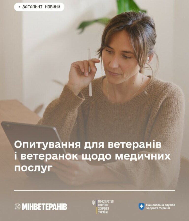 Мінветеранів проводить опитування ветеранів та ветеранок війни щодо медичних послуг