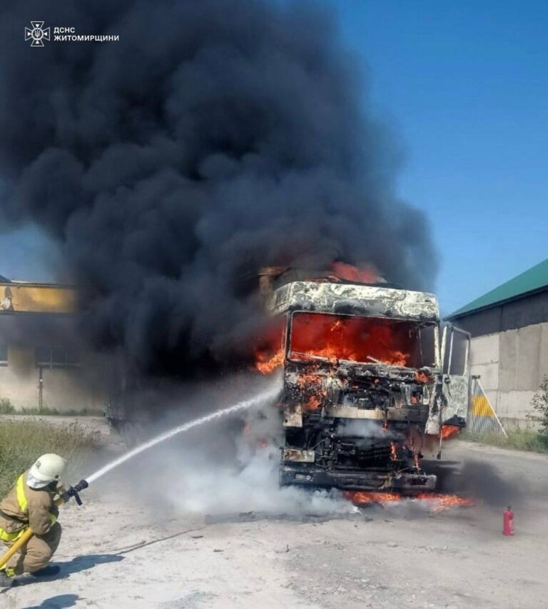 Пожежа вантажівки у Звягелі