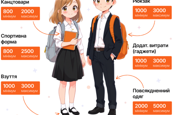 В 10 000 грн обійшлись збори першокласника в середньому цього року, — інфографіка