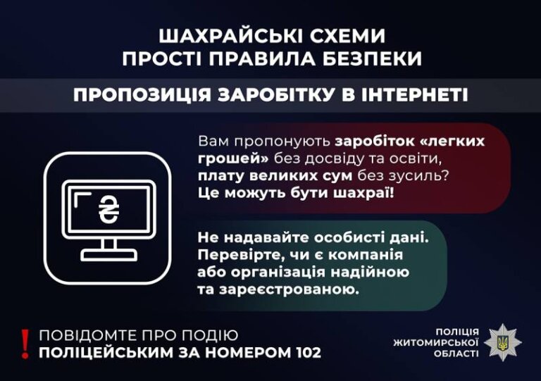 Гроші за «вподобайки»: житомирські поліцейські застерігають від поширеної шахрайської схеми