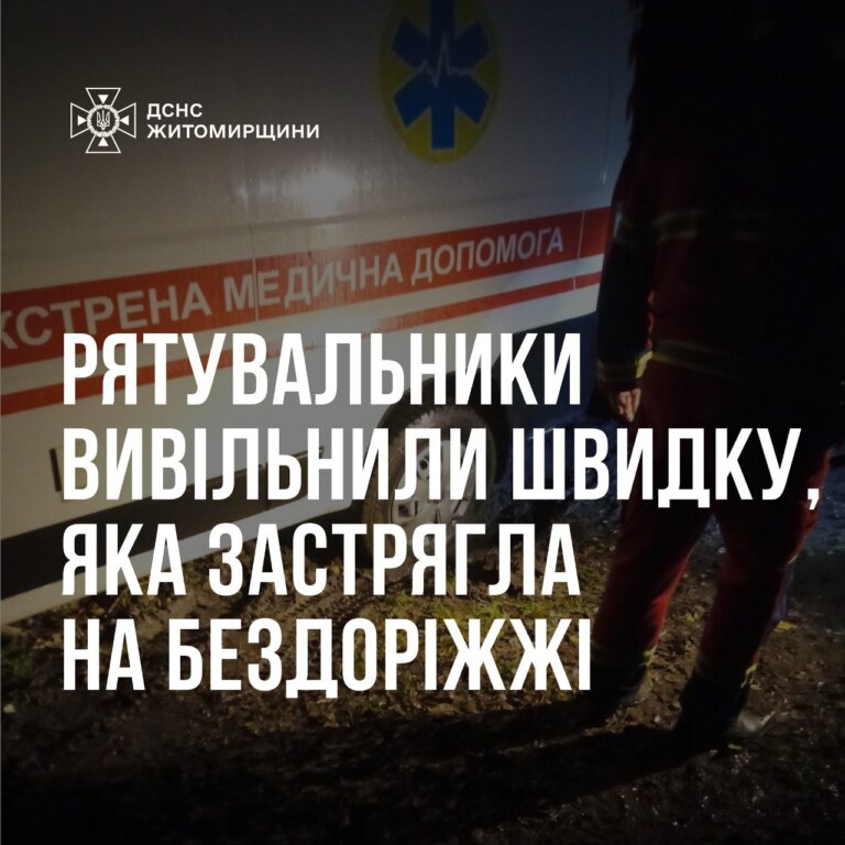 Учора пізно ввечері в селищі Романів Житомирського району рятувальники допомогли працівникам екстреної медичної допомоги