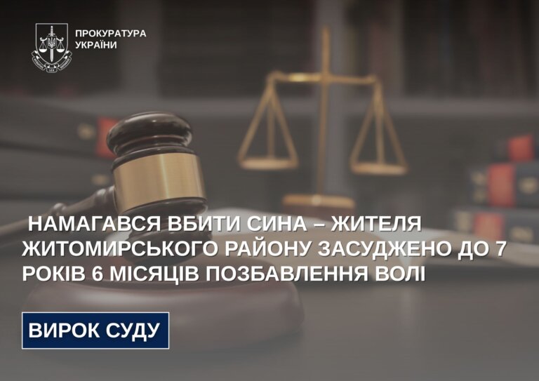 Намагався вбити сина – жителя Житомирського району засуджено до 7 років 6 місяців позбавлення волі