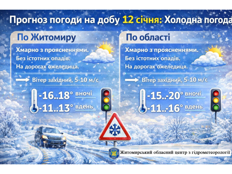 Прогноз погоди на добу 12 січня: Холодна погода