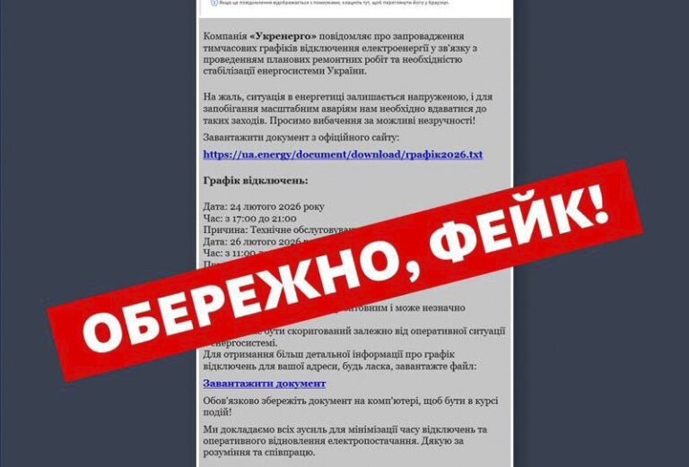Увага! Днями з’явилась інформація про розсилку фейкових повідомлень, які приходять на електронну пошту начебто від НЕК «Укренерго»