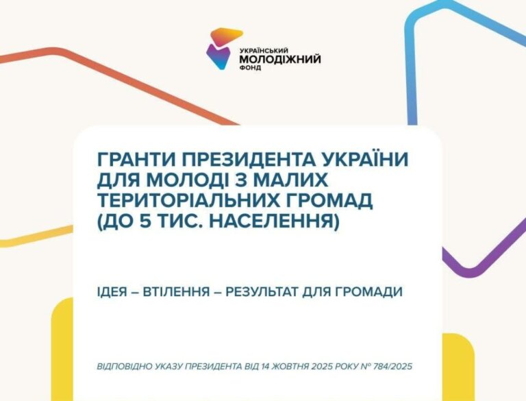 Триває подача на Гранти Президента України для молоді з малих громад! Інфографіка