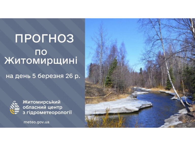 Прогноз погоди на день 5 березня по Житомирській області