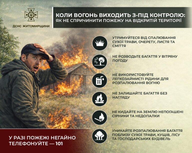 Спалювання сухої трави може спричинити масштабну пожежу