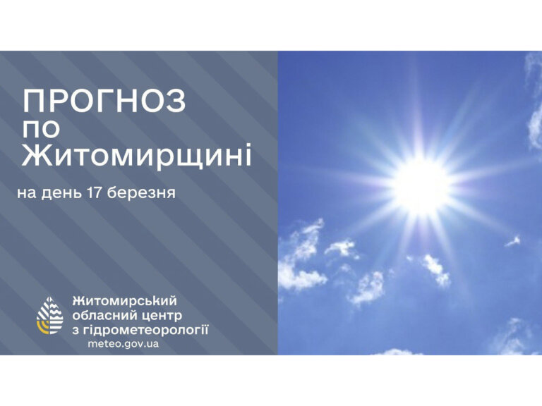 Прогноз погоди на день 17 березня по Житомирській області