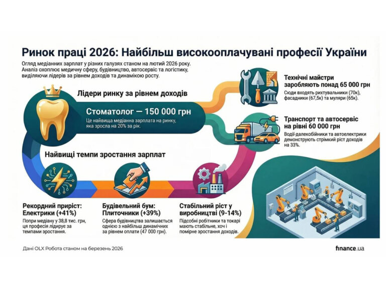 Найвищі зарплати в Україні у 2026 році переважно пропонують у робітничих професіях