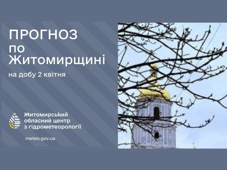 Прогноз погоди на день 02 квітня по Житомирській області
