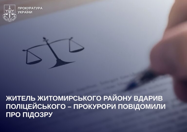 Житель Житомирського району вдарив поліцейського – прокурори повідомили про підозру