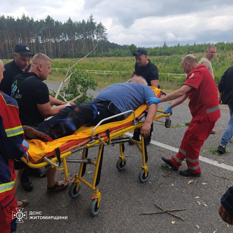 На Коростенщині рятувальники залучались до ліквідації наслідків дорожньо-транспортної пригоди, де легковик зіткнувся з деревом
