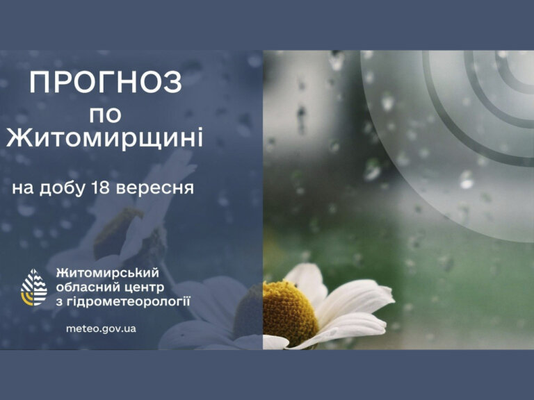 На Житомирщині завтра буде тепло, але з дощем